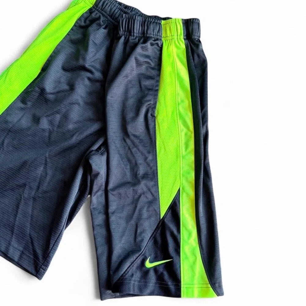 Nike Boys Basketball Shorts Black Neon Lime Green L